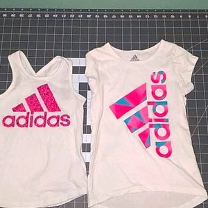Adidas tank and shirt size 4 girls white and pink